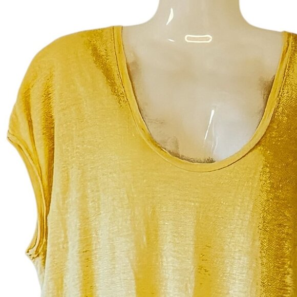 Frame Easy Scoop Organic Linen Tee Cornsilk Color Slubby Oversized Women's Med - Picture 3 of 10